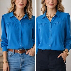 Women's Blue Button-Down Shirt